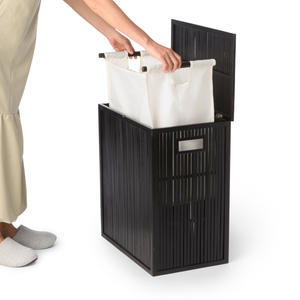 Hot Selling Rectangle Premium Quality Foldable Bamboo <b>Laundry</b> Hamper with Liner <b>Bag</b> and Lid for Sale - Product Image 5