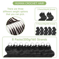 Extensions de cheveux synthétiques à tresses au crochet avec plumes, 120 mèches, 16 pouces, double trame machine, nœuds miracle pré-séparés, ondulation profonde