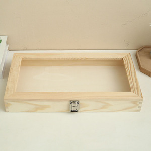 Caja de Madera Acrílica para Especímenes, con Tapa Abatible, 38x22x5.5cm, Caja Organizadora de Joyería Rectangular de Madera Maciza con Cierre, Caja de Regalo - Product Image 4