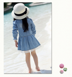 Vêtements pour enfants en gros, robe courte à manches longues en denim pour petites filles, provenant d'un fabricant chinois - Product Image 6