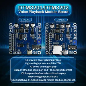 DTM3202 TF-Card พอร์ตอนุกรมควบคุมพลังงานสูง USB เปลี่ยนเพลงรวมกันออกอากาศโมดูลเสียงเสียง