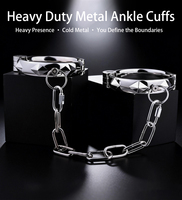 FAAK Menottes et chaînes BDSM avec cadenas, jouets de bondage en métal pour unisexe, kit de harnais de fétiche robuste et résistant - Menottes
