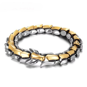 Kingcome-Pulseras de estilo Hip Hop Punk para hombre, amuleto de brazalete con cabeza de dragón, personalidad Retro - Product Image 6