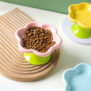 Ceramic Dog Cat Slow Feeder Bowl Flower Design Waterproof Durable Rounded Shape Indoor Outdoor Travel Use Custom Logo Healthy - Product Image 1