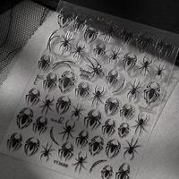 Autocollants gothiques en toile d'araignée pour ongles-Design ajouré en relief 3D doux et foncé avec motifs de toile d'araignée blanche pour décor rétro punk nail art