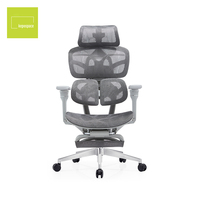 Nouvelle conception de chaise de bureau ergonomique pivotante à double dossier segmenté avec support lombaire, en maille, réglable, avec repose-pieds
