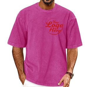 T-shirts 100% coton coupe ample pour hommes Streetwear T-shirts de base avec motif 3D Taille du tissu tricoté lourd lavé - Product Image 4