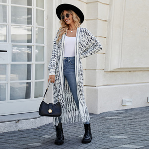 Cardigan long à franges grande taille rayé pour femme, style streetwear, tailles SMLXLXXLXXXL - Product Image 2