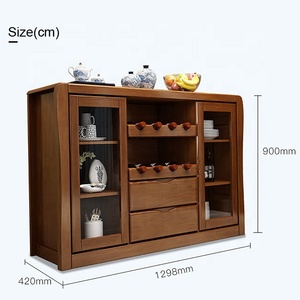 Muebles de Madera para Sala de Estar, Mesas Buffet con Puertas de Vidrio y Cajones, Color Marrón - Product Image 4