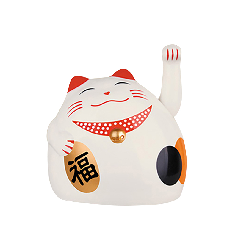 Lucky Waving 3-Inch Home Decor Fat Maneki Neko White Cat