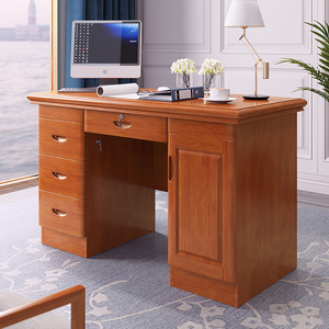 Dazhang Jiaju Solid Wood Computer Desk <b>Walnut</b> Color With <b>Drawer</b> For Home Office Study Room - Product Image 3