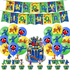 2023 limon gökkuşağı arkadaş karikatür mutlu doğum afiş Cupcake Toppers balonlar Globos doğum günü partisi malzemeleri dekorasyon çocuk