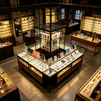 Vitrine d'exposition vintage pour lunettes et étui de présentation pour smartphone, idéale pour les magasins de détail