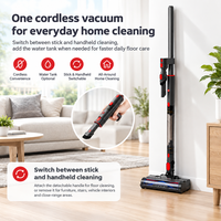 Aspirateur 2-en-1 à main et sur pied avec tête LED pour sols durs, tapis et poils d'animaux, rechargeable par Type-C
