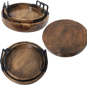 Bandeja de servicio de madera rústica personalizada de mejor calidad para el hogar Plato decorativo cocina Navidad comida ocasiones Almacenamiento de logotipo - Product Image 2