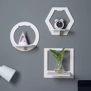 Hiện đại hình lục giác lưu trữ Giá Treo Tường PVC nổi kệ hoa thiết kế trang trí nội thất TV nền móc treo tường phòng ngủ kệ - Product Image 1