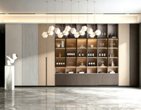 Armoire de présentation de whisky et de vin de luxe haut de gamme, design moderne en bois avec rangement pour bar, pour salon