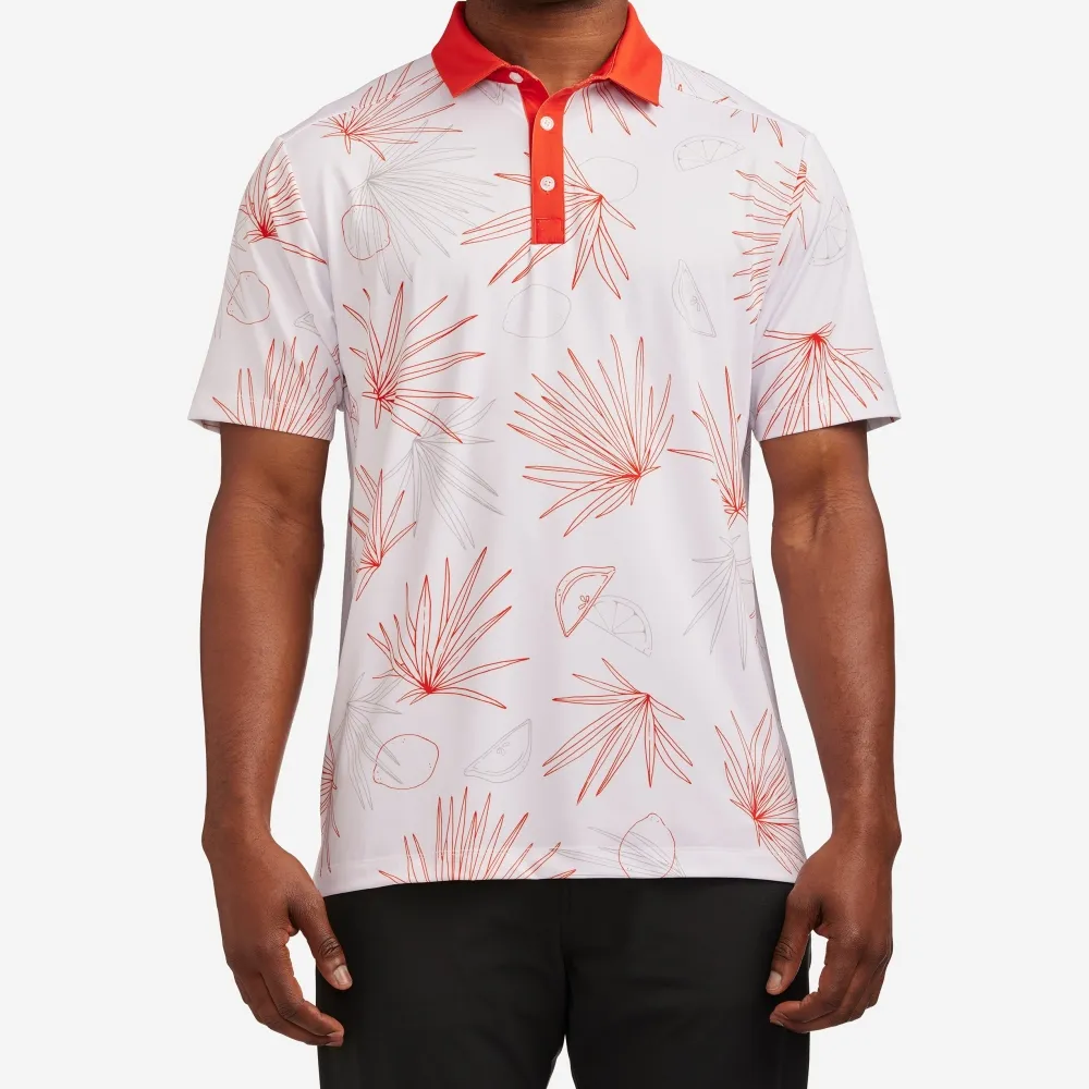 New fashion custom printed golf designer summer loose short sleeve floral men's golf polo shirts