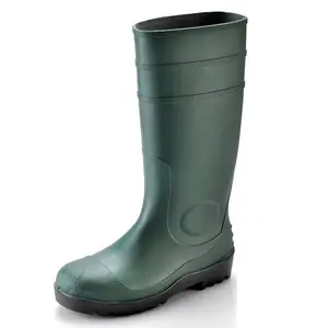 Yeşil S5 SRC ağır PVC malzeme kömür madeni güvenlik botları madencilik botları için kauçuk güvenlik botları ayakkabı