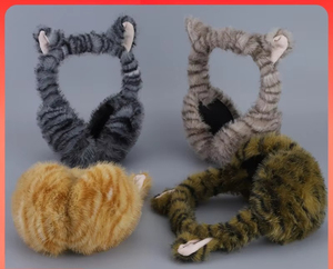 Couvre-oreilles pliables à imprimé chat mignon pour femmes et filles, chauffe-oreilles d'hiver en peluche douce, couvre-oreilles portables pour la protection contre le froid - Product Image 1