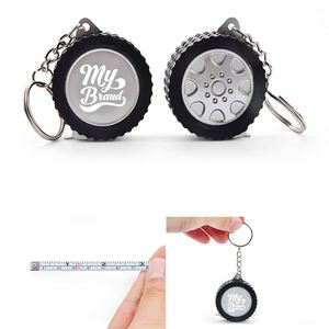 Cinta métrica de sublimación OEM personalizada al por mayor de 3 pies con llavero en forma de neumático y función de medición - Product Image 1