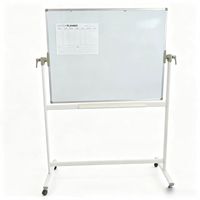 Tableau blanc effaçable à sec double face Ohsung AS03 avec support roulant, cadre en aluminium et porte-stylo pour usage au bureau/en classe