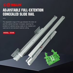 <span class=keywords><strong>Rail</strong></span> coulissant télescopique dissimulé pour meuble Consun, <span class=keywords><strong>rail</strong></span> coulissant dissimulé pour tiroir de cuisine à fermeture douce - Product Image 1