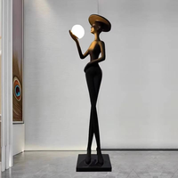 Lampe sur pied en verre et résine de luxe, sculpture LED, art contemporain pour hall d'hôtel, salle d'exposition, décoration de salon
