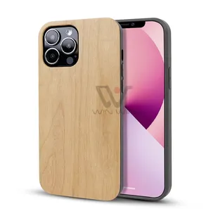 2023 Newest Luxury Wooden Blank Phone Case Supports Wireless Charging Protective Cover For iPhone 14 Pro Max