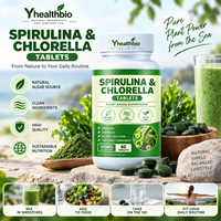 Comprimés d'algues marines Spiruline & Chlorelle, complément alimentaire végétal en bouteille, comprimés ronds verts de 500 mg, 60 comprimés par bouteille