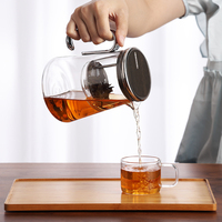 Théière en verre borosilicate BP19 avec infuseur, résistante à la chaleur, couvercle magnétique rotatif, filtre, verre de haute qualité, pour préparer du thé