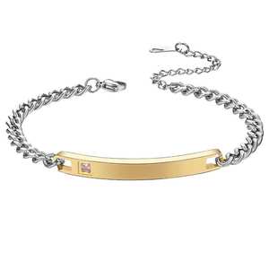 Bracelet en acier inoxydable 5 mm plaqué or 18 carats avec sertissage clos de pierres précieuses, bijou unisexe, cadeau - Product Image 5