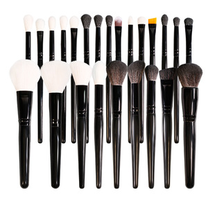 24Pcs Natural Goat Hair Makeup Brush Set Black Wood Handle Fan Brush Premium Face Eye Essential Brush Kit - Product Image 1
