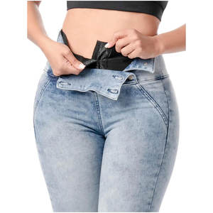 Colombien Butt Lifter Capri Skinny <span class=keywords><strong>Jeans</strong></span> Avec Ceinture Intérieure <span class=keywords><strong>Jeans</strong></span> Taille Haute Avec Super Lipo Spandex Denim Corset À Jambe Droite - Product Image 1