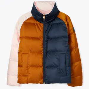 DiZNEW Custom Women Winter Kontrast farbe Warm halten Thermal Feather Down Reversible Puffer Jacket