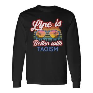 Maglietta a maniche lunghe Taoist con scritta 'La vita è migliore con il Tao', prodotto promozionale - Product Image 1