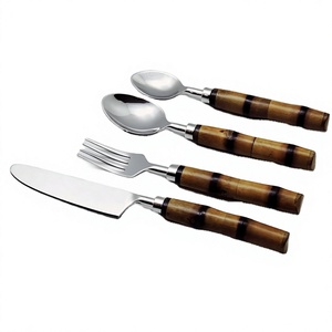 Ensemble de couverts à manche en bambou respectueux de l'environnement pour la maison hôtel restaurant mariages et événements fourniture vaisselle ensemble de couverts prix d'usine - Product Image 1