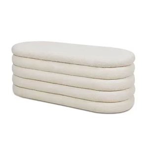 ขายส่งห้องนอน lambswool ที่ทันสมัยหุ้มพักเท้าออตโตมันพร้อมม้านั่งขาไม้ - Product Image 3