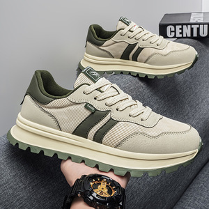 Baskets décontractées rétro en maille à lacets pour hommes, légères, à semelle épaisse et respirantes – Chaussures de marche tendance style patchwork pour papa - Product Image 4