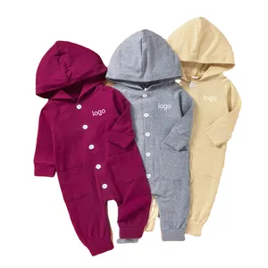 Ensemble de vêtements unisexe en coton pour bébé, combinaison à poches, personnalisés, printemps, tenue d'extérieur pour bébé