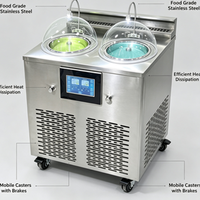 Machine à glace dure commerciale à double cuve 66L/H, machine à gelato en acier inoxydable à double moteur pour restaurant et café