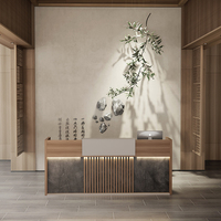 Bureau de réception commercial en bois de style européen solide pour la beauté et la coiffure d'hôtel de société pour l'usage de centre commercial d'hôpital de bureau