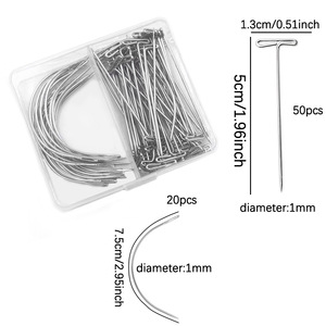 Alfileres de acero en forma de T y C curvados, juego mixto para confección de pelucas, bloqueo de prendas, tapicería y agujas de posicionamiento para manualidades. - Product Image 3
