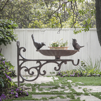 Bassin et mangeoire à oiseaux en fonte antique avec support mural à suspendre, statue d'oiseaux faite à la main, décoration de jardin vintage