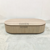 Table basse ovale moderne OAKEN pour salon, meubles de luxe haut de gamme, table basse longue en bois massif artisanal, meubles pour la maison
