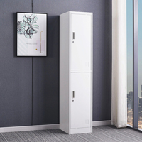 Armoire de rangement verrouillable à deux niveaux en acier laminé à froid, casier en fer à deux portes pour bureau, école, salle de sport