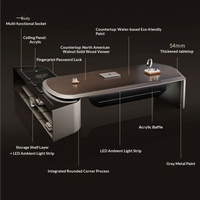 Bureau de direction moderne de luxe en forme de L, table de patron créative et incurvée, grand bureau de gestionnaire, poste de travail, ensemble de mobilier de bureau