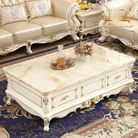 Ensemble table basse et meuble TV en marbre de style européen pour salon, meubles modernes minimalistes en bois massif, aucun assemblage requis