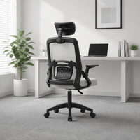 Chaise de bureau ergonomique moderne en maille, dossier haut, pivotante, avec appuie-tête et accoudoirs réglables, structure en plastique et base en fer, pour la maison