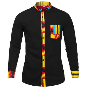 XQ081 African Ankara Print Design Men Wear Long-Sleeve Shirt Men Wear